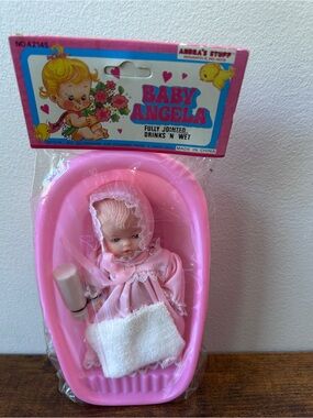 Vtg 1980s Baby Angela Doll Pink Bathtub Drinks N Wet New In Package Andras Stuff